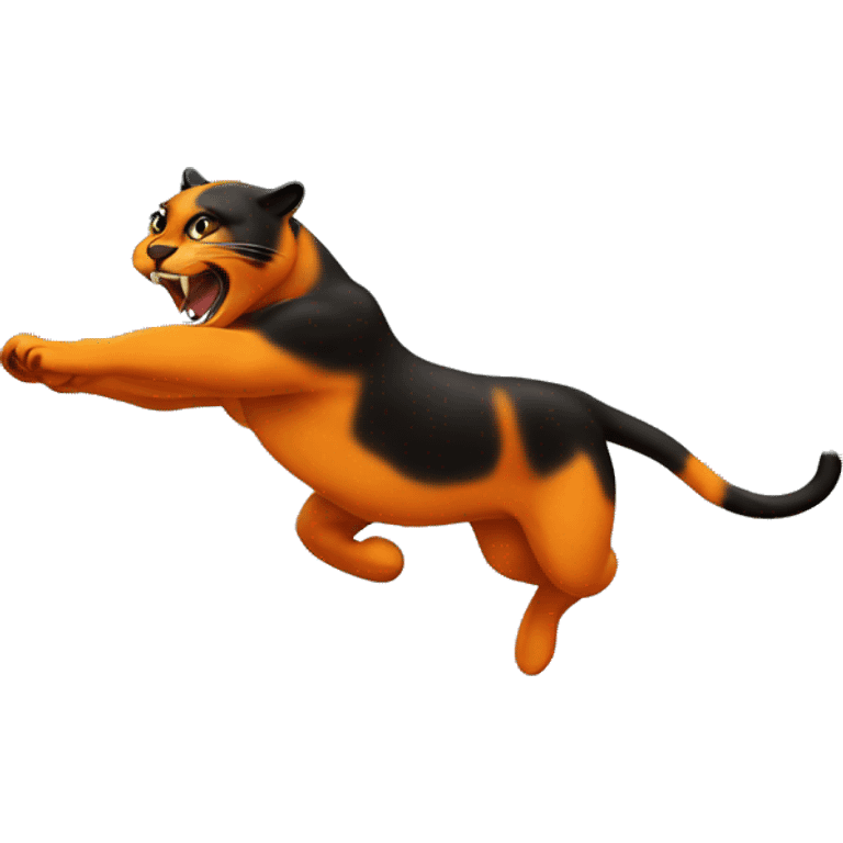 a jumping orange burnt panther emoji