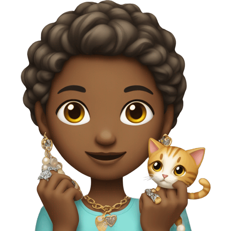 girl holding cat and jewelry emoji