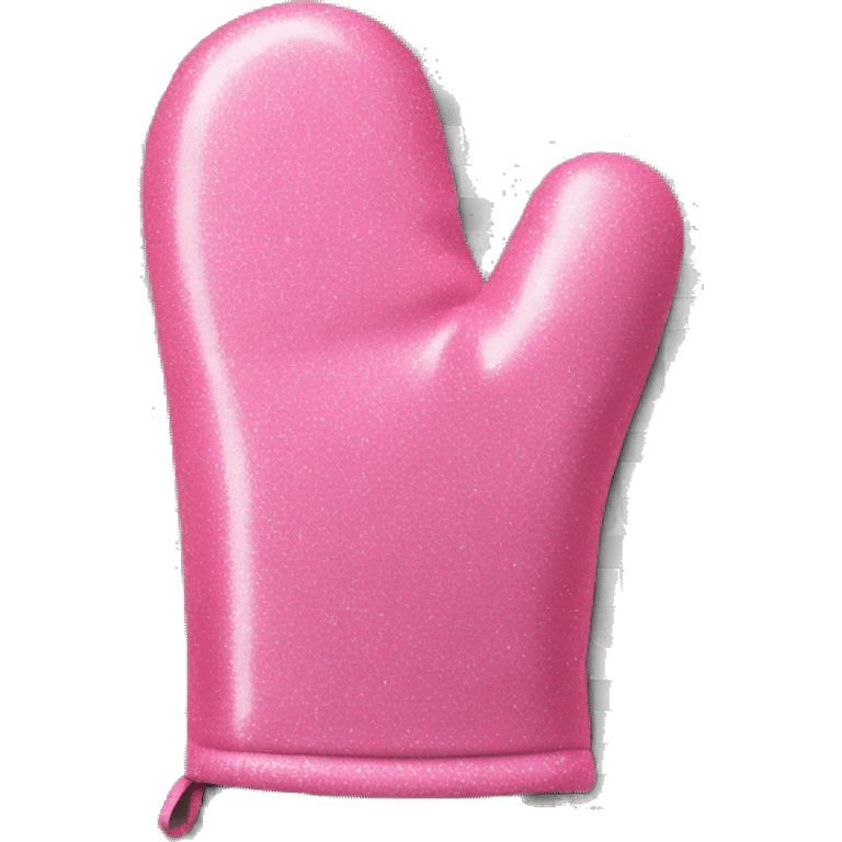 Realistic pink glitter oven mitt isolated  emoji