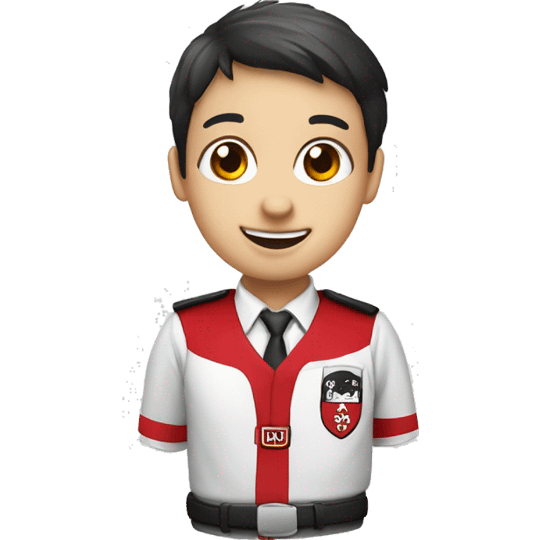 un panda rojo, con uniforme de escuela universitaria emoji