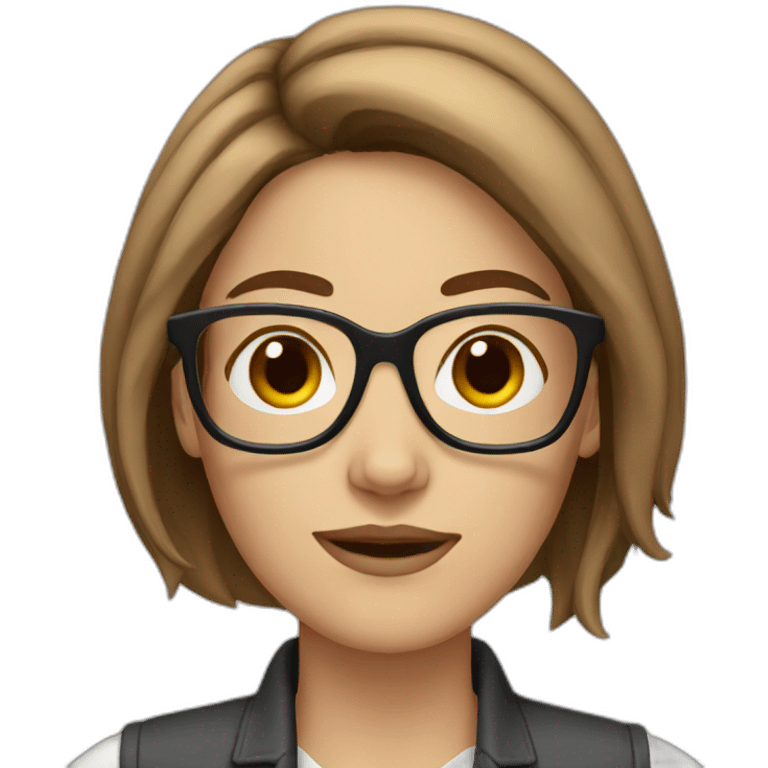 white woman with brown hair and glasses emoji