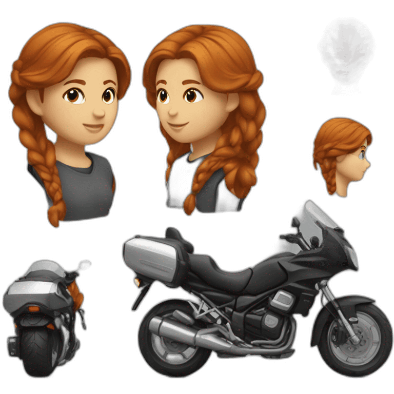 femme rousse sur moto emoji