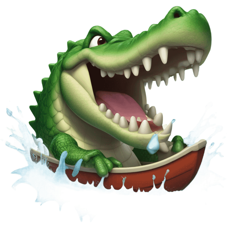 Crocodile eating a boat emoji