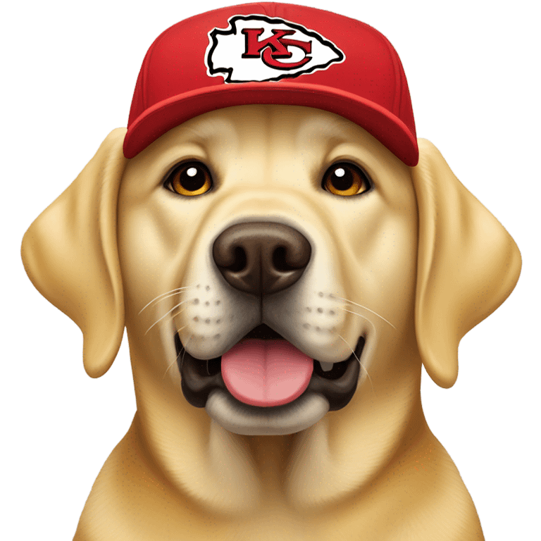 Yellow lab wearing Kansas city chiefs hat emoji