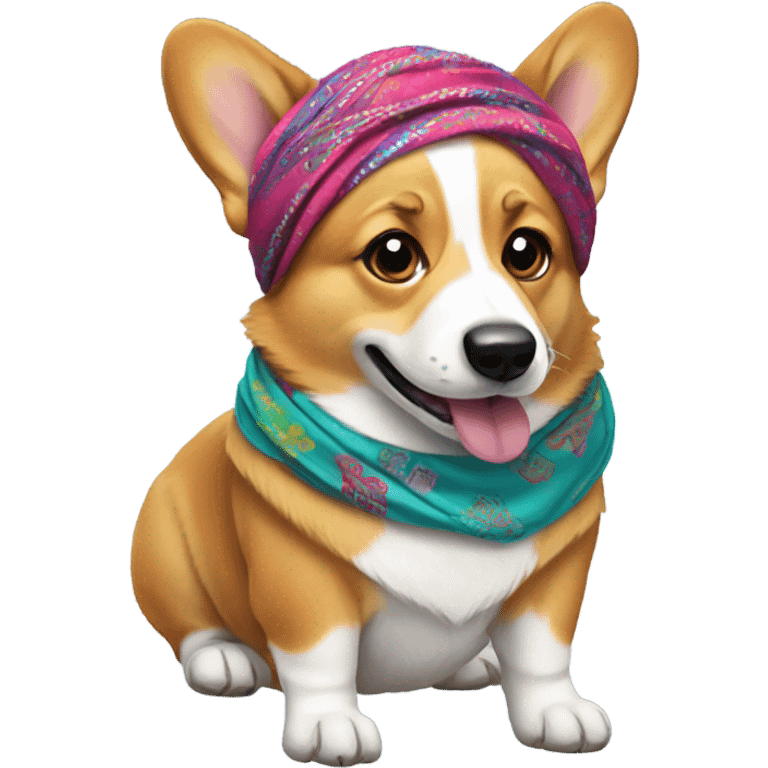 Corgi wearing bandana on head emoji