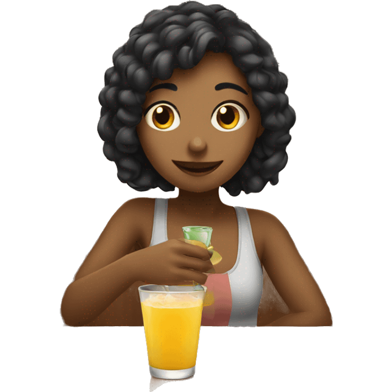 girl enjoying a drink emoji