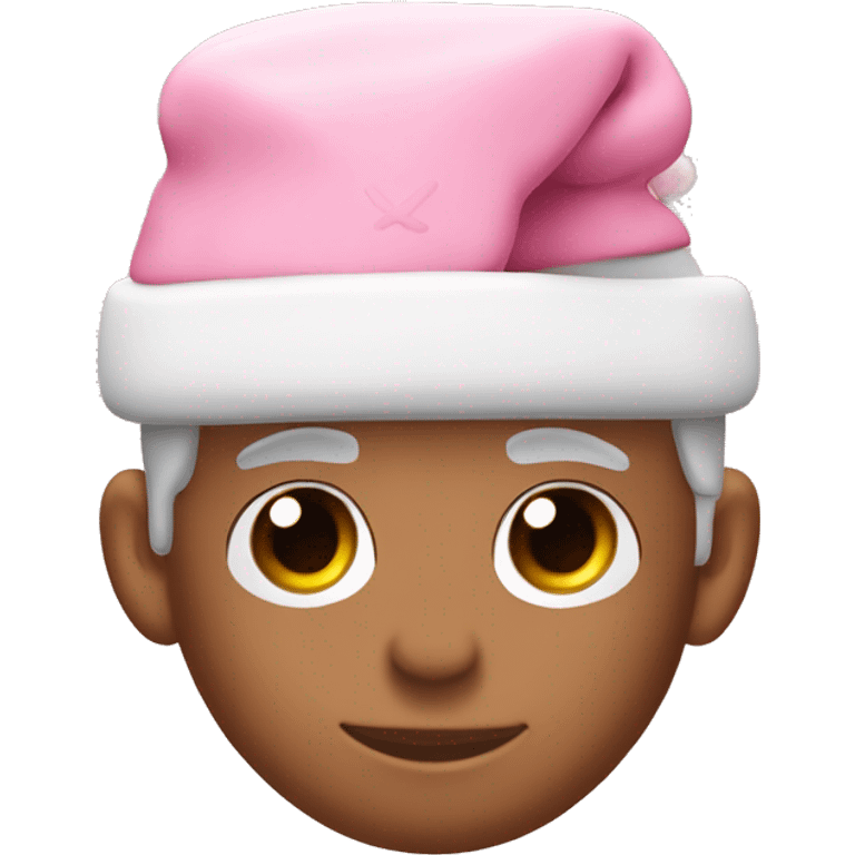 light pastel pink AirPods pro with pink christmas hat emoji