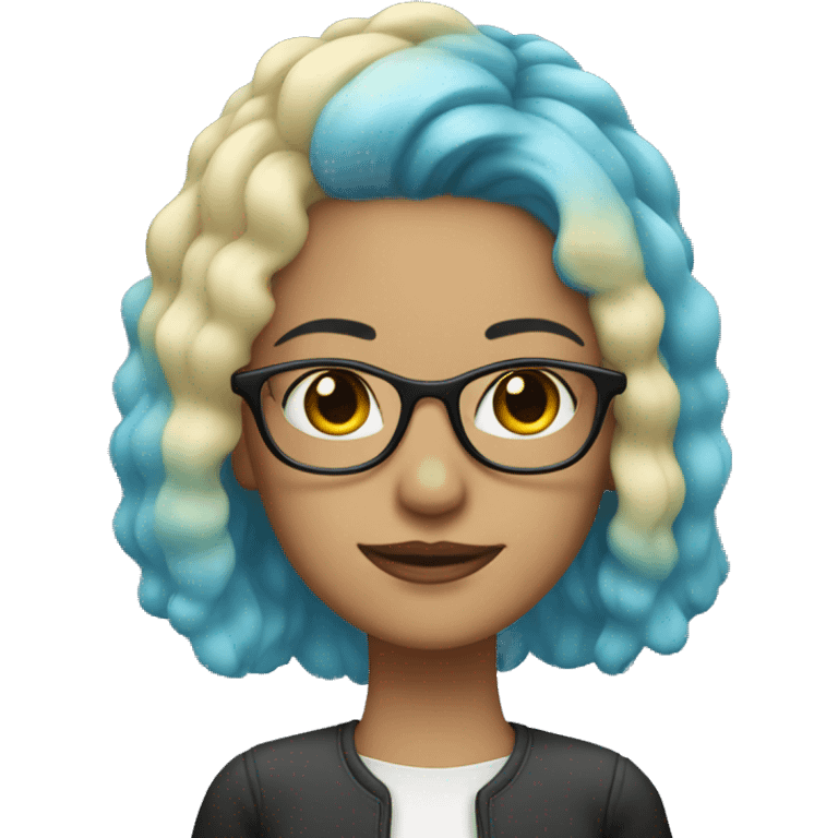 blonde woman with blue hair highlights and glasses emoji