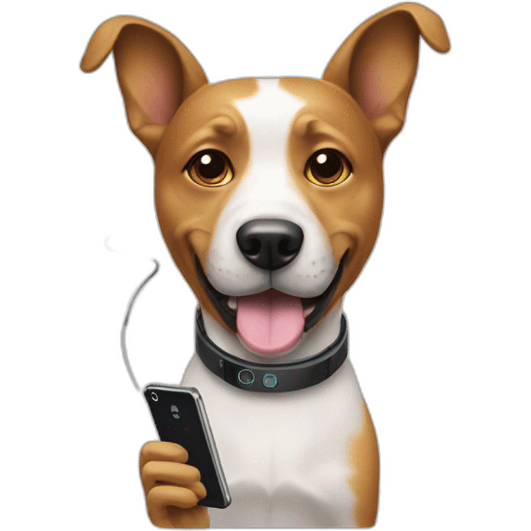 dog with phone head set emoji