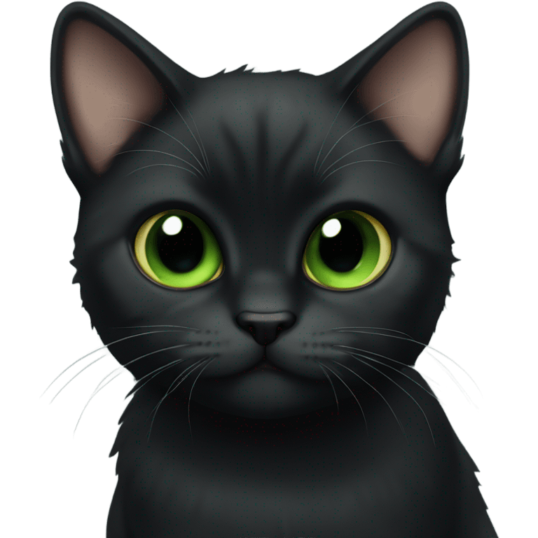 Black munchkin cat with Green eyes emoji