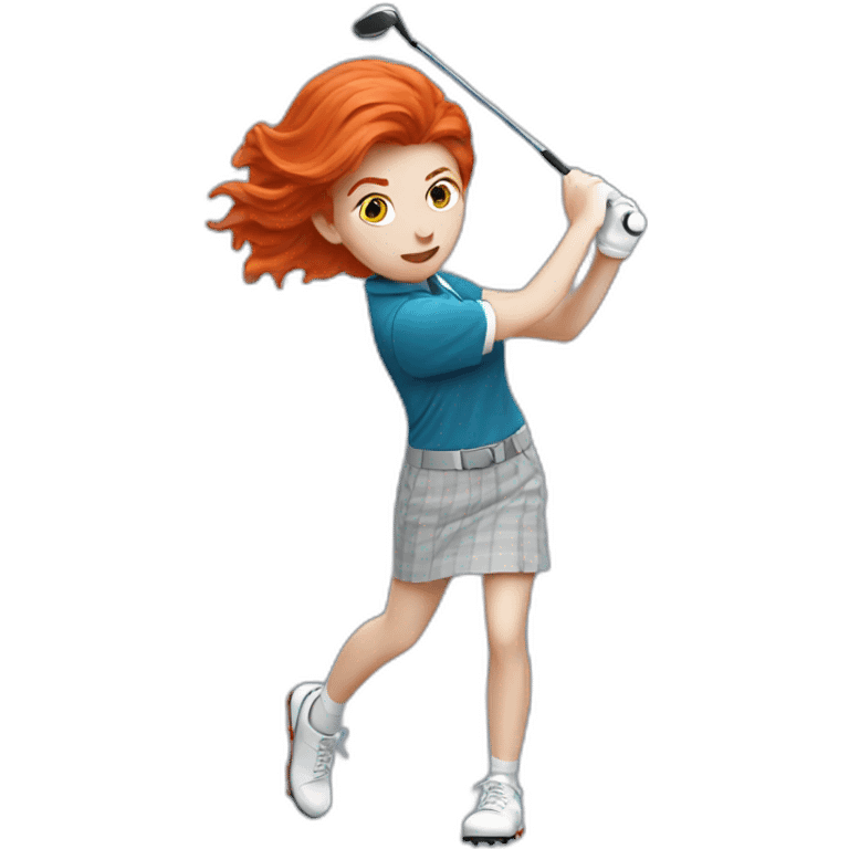 Red hair teenager hitting a golf ball emoji