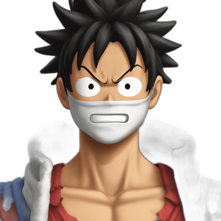 luffy Gear 5 cheveux blancs et vetement emoji