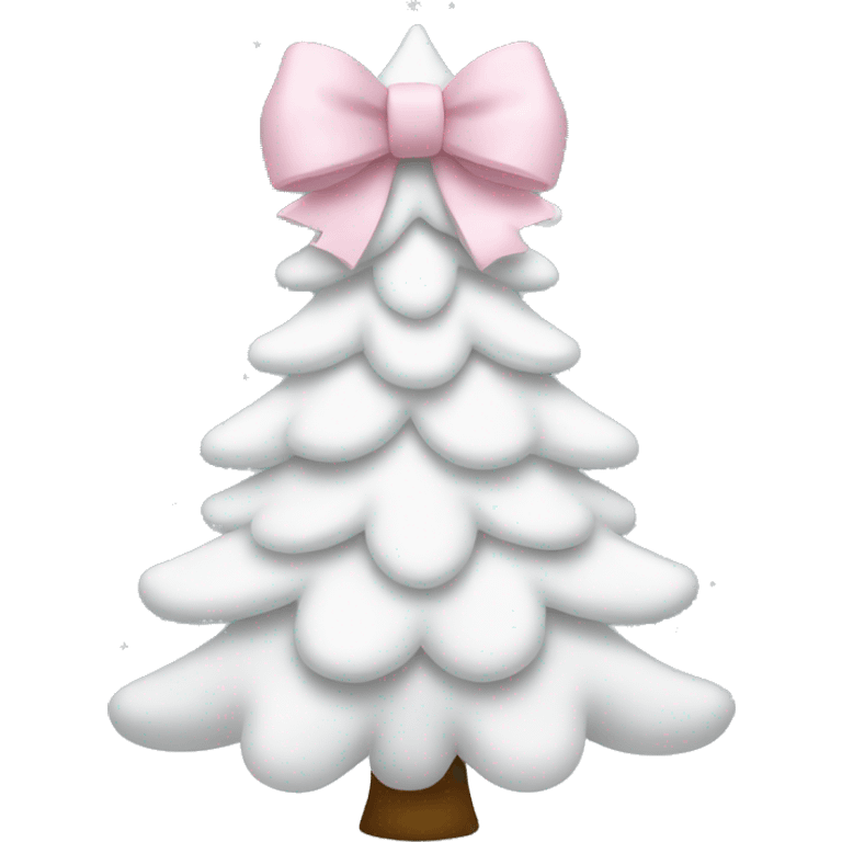 White Christmas tree with a baby pink bow on top emoji