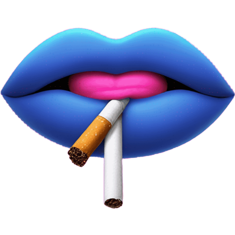 Neon pink lips are blowing smoke, and a cigarette is in her mouth emoji