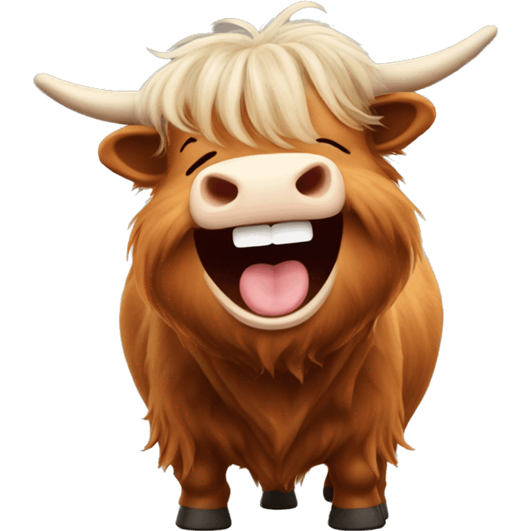 Fatty scottish highland cow laughing emoji