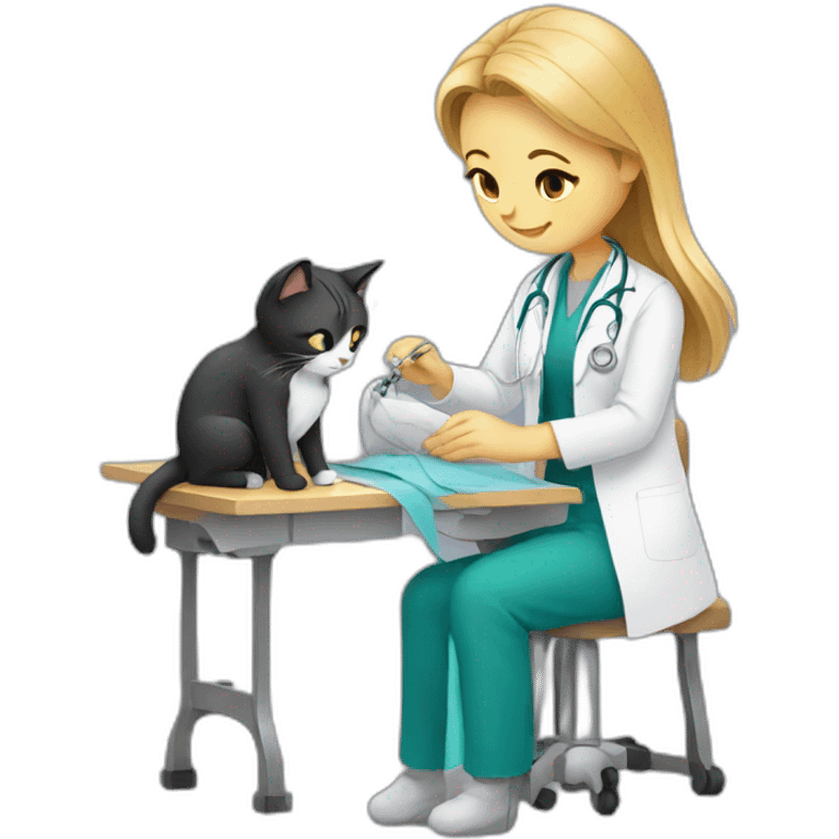 doctor sewing cats together emoji