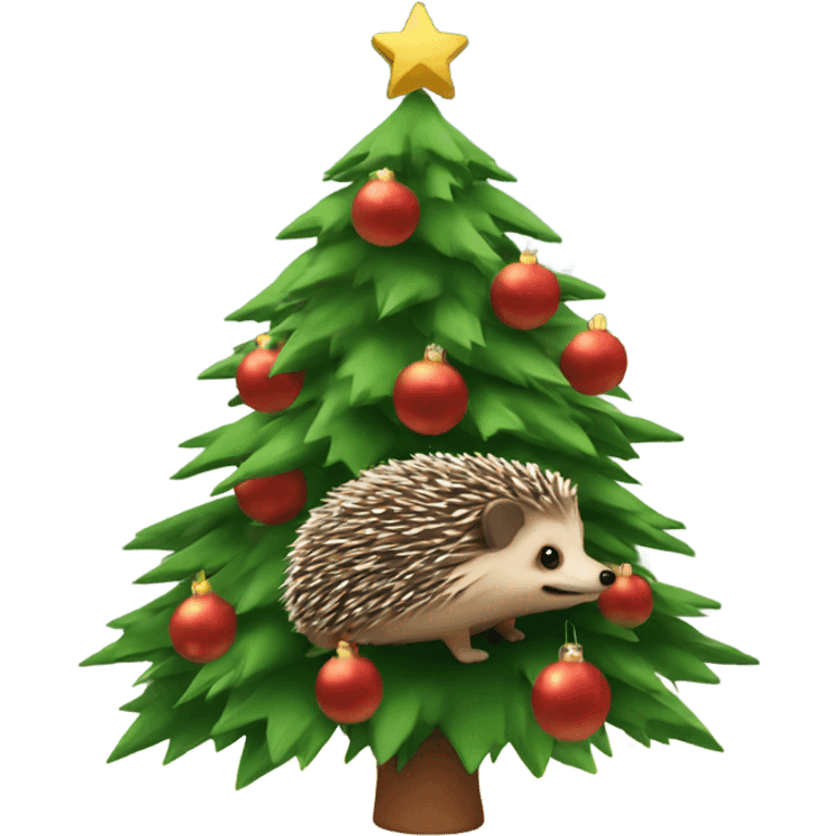 Hedgehog on a Christmas tree emoji