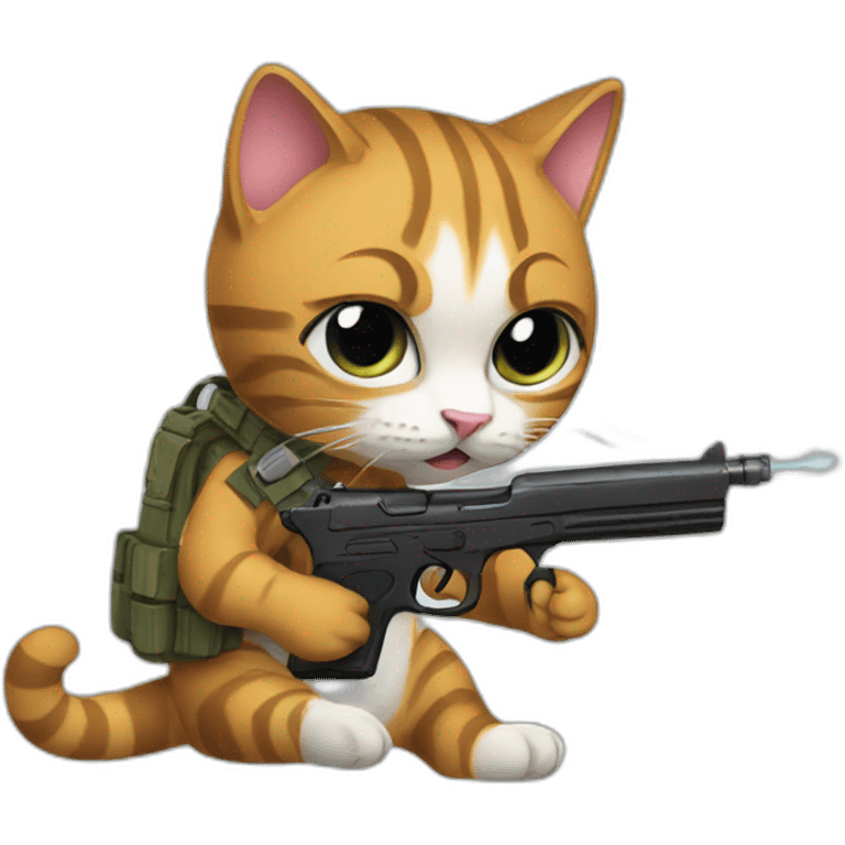 A cat with a gun emoji