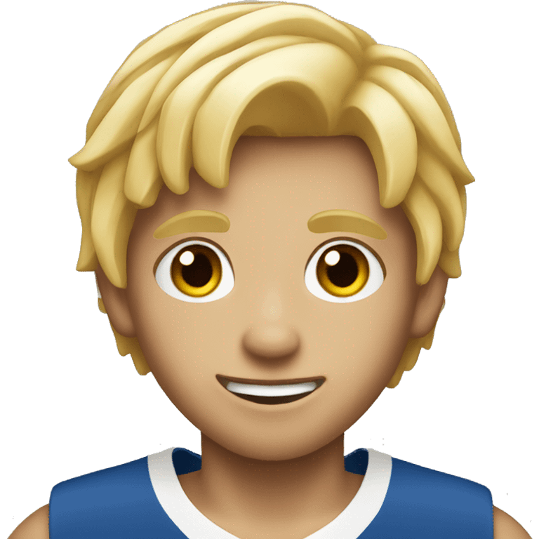 Blonde boy with basketball emoji