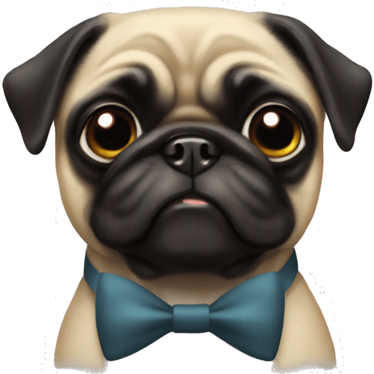 black pug with a bow tie  emoji