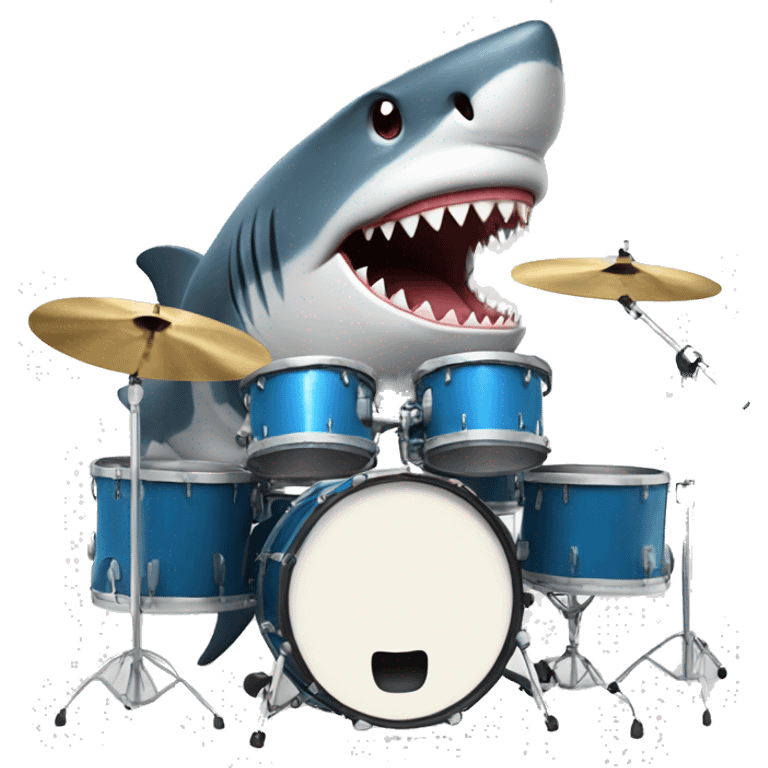 Shark playing drums emoji