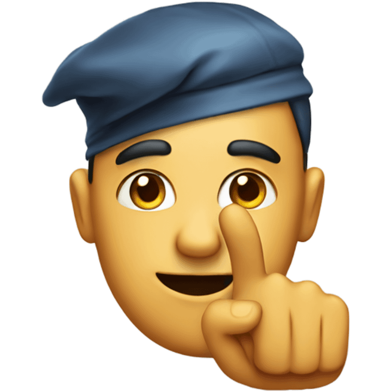 An emoji with an important look with a finger up emoji