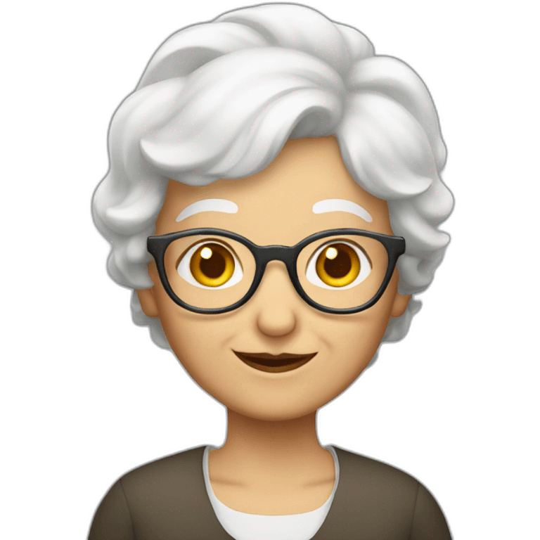 put the smirk emoji glasses and white short hair of an old woman  emoji