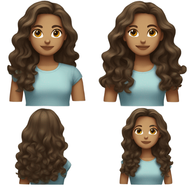 Girl with tan skin brown hair and brown eyes with wavy hair  emoji