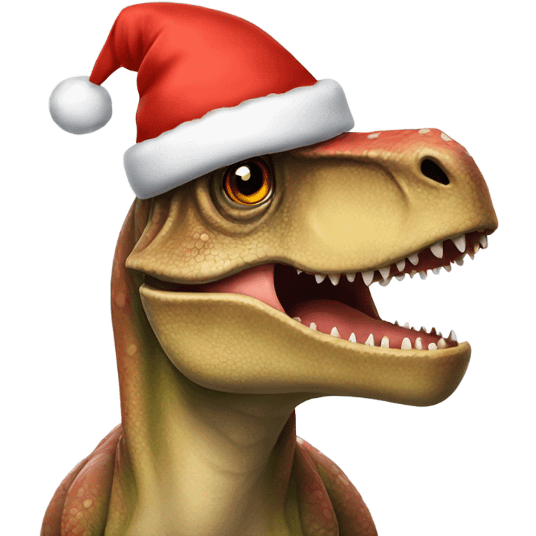 dinosaur with christmas hat emoji