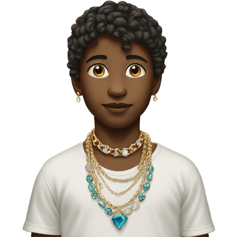 realistic portrait of boy wearing jewelry emoji