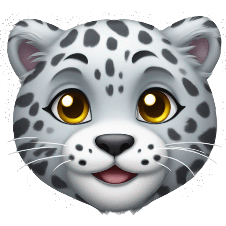 cute snow leopard shows a heart emoji