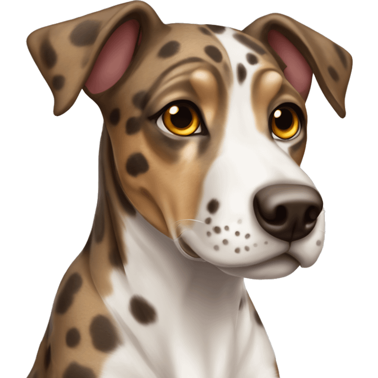 brown and white Catahoula leopard dog emoji