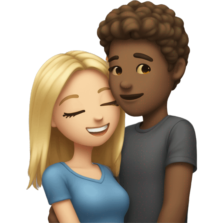 a girl kissing her boyfriend on the cheek emoji