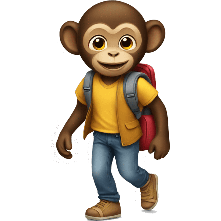 A monkey going to school emoji