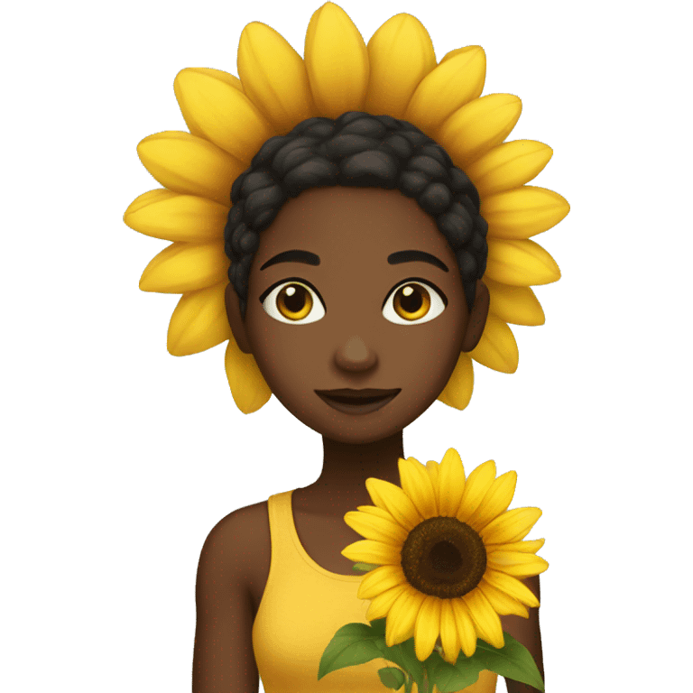 Black girl with sunflower emoji