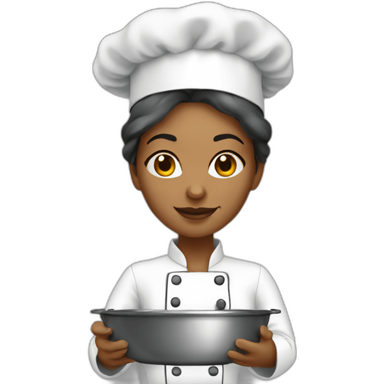 White women chef cook with pan emoji