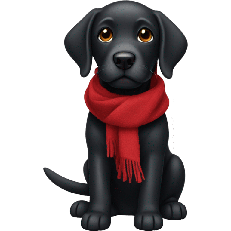 Black labrador wearing a red scarf emoji