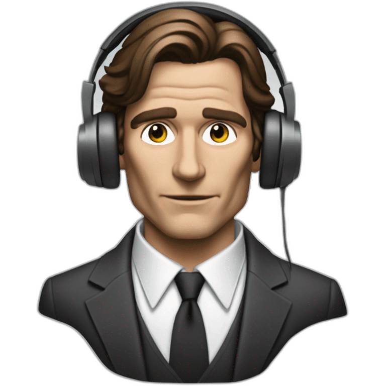 patrick bateman with headphones no smile emoji