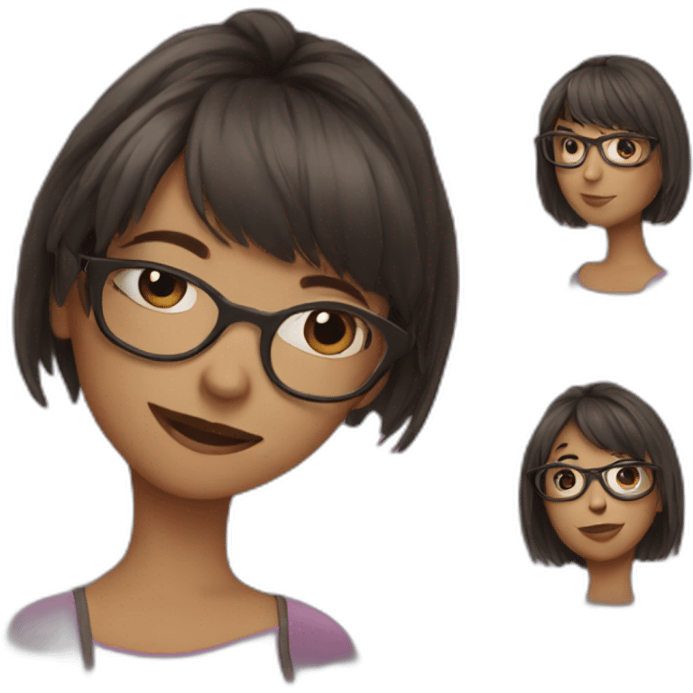 girl,wearing glasses,bangs emoji