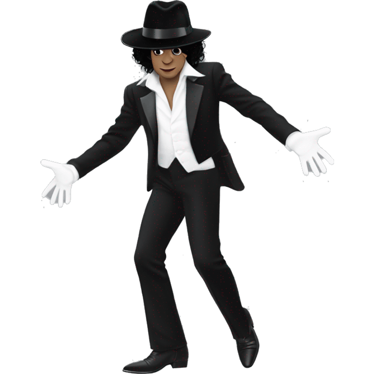 “Michael Jackson in a black suit, white glove, and fedora, striking a dance pose.” emoji