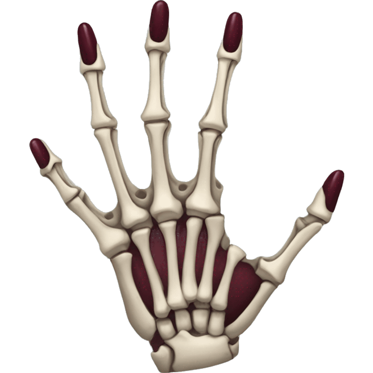 skeleton hand with long maroon nails emoji