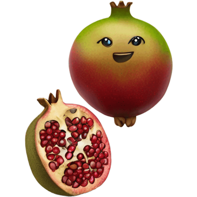 one kiwi and one pomegranate close to each other emoji