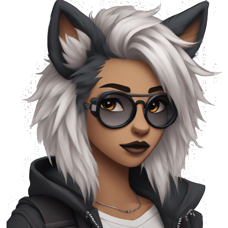 Edgy cute modern punk techwear anthro furry sona by Falvie, LiLaiRa, AngieWolf emoji