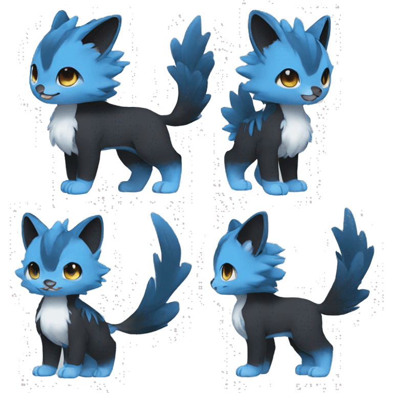 Cute cool black blue animal hybrid Fakemon full body emoji