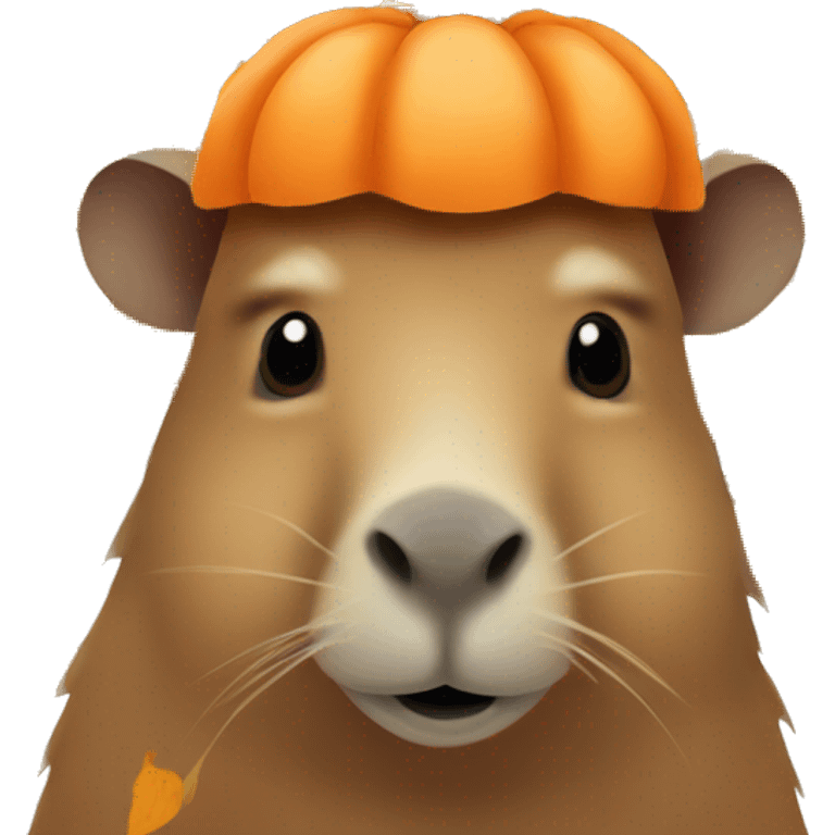 Capybara with pumpkin on head emoji