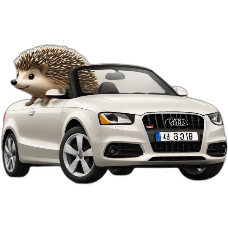 Hedgehog driving a audi car emoji