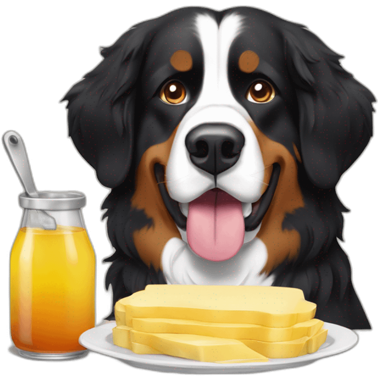 bernese mountain dog cooking raclette emoji