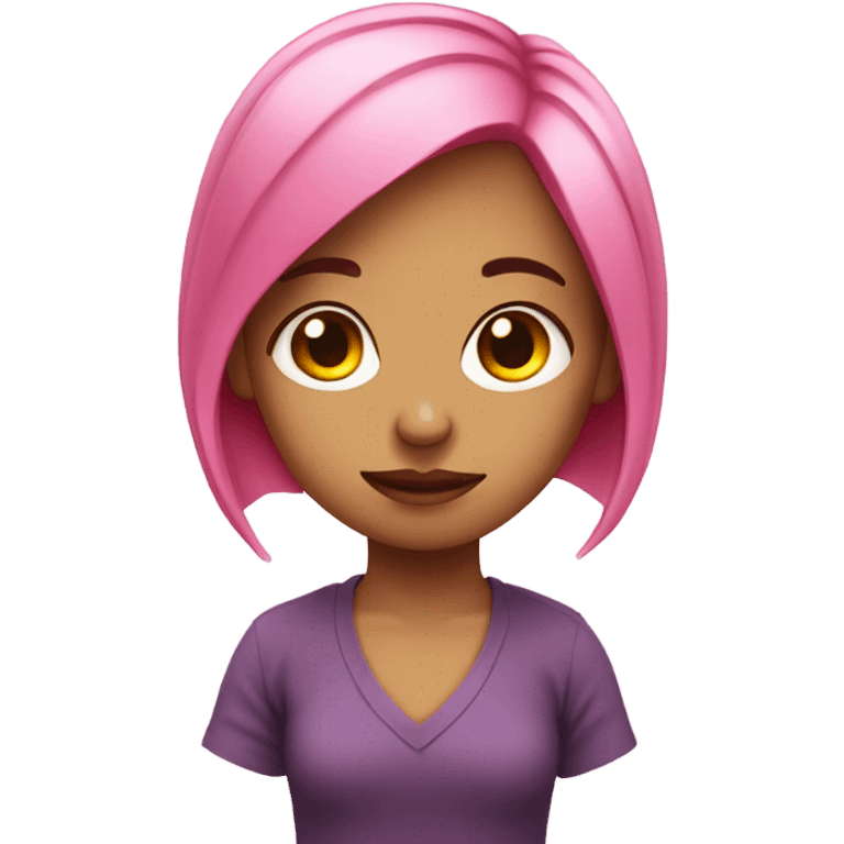 Pink hair girl with frown emoji