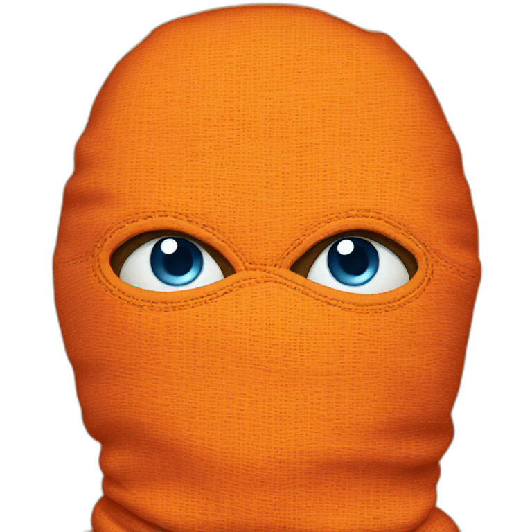 Orange balaclava with blue eyes emoji