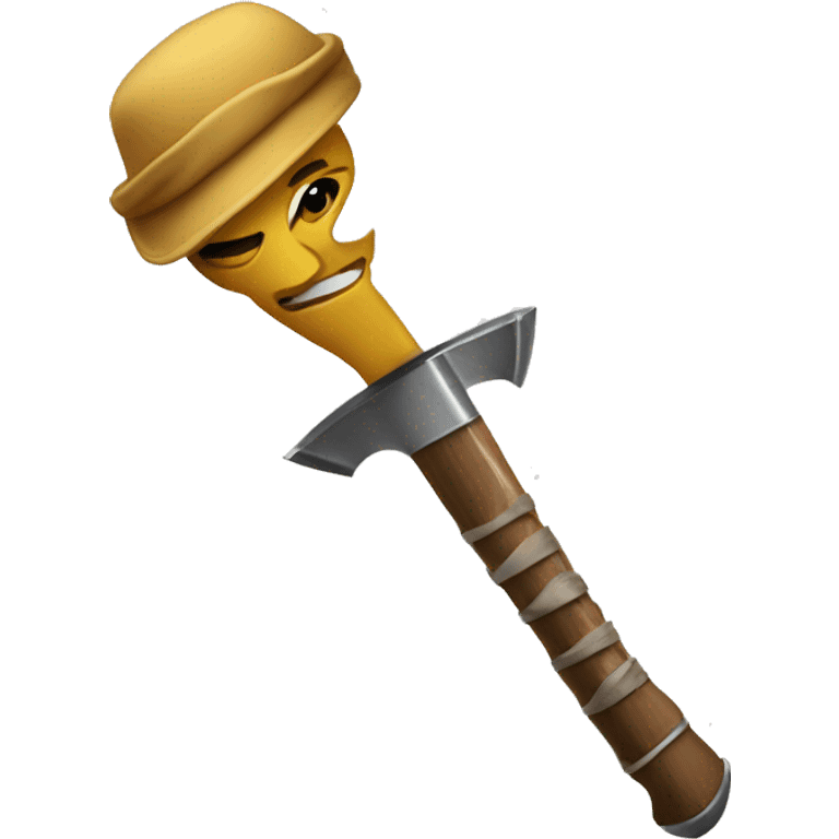 Troyano con gorro,espada y un instrumento  emoji